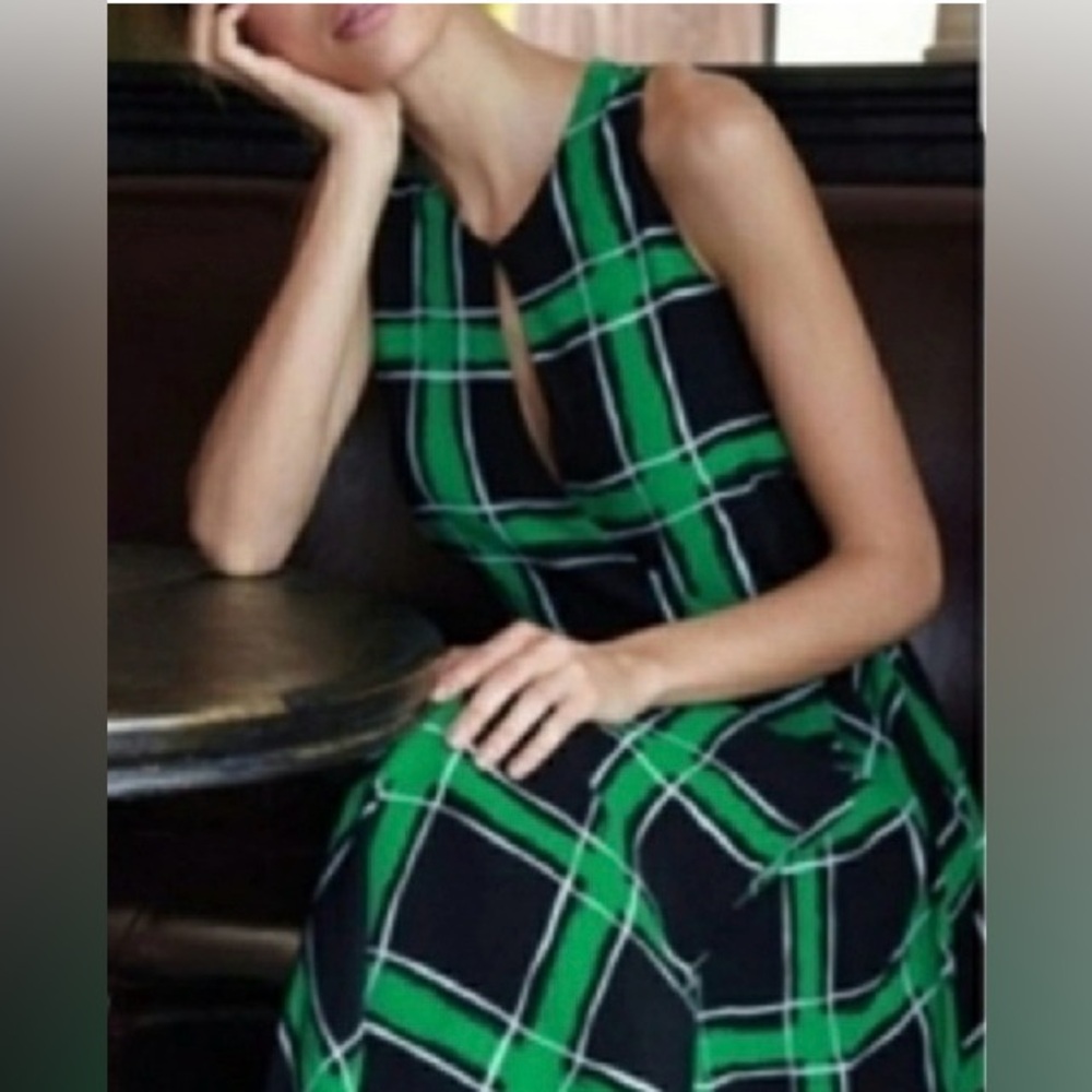 Anthropologie “Maple” Across the Land Wrap Dress Black & Green Size 12